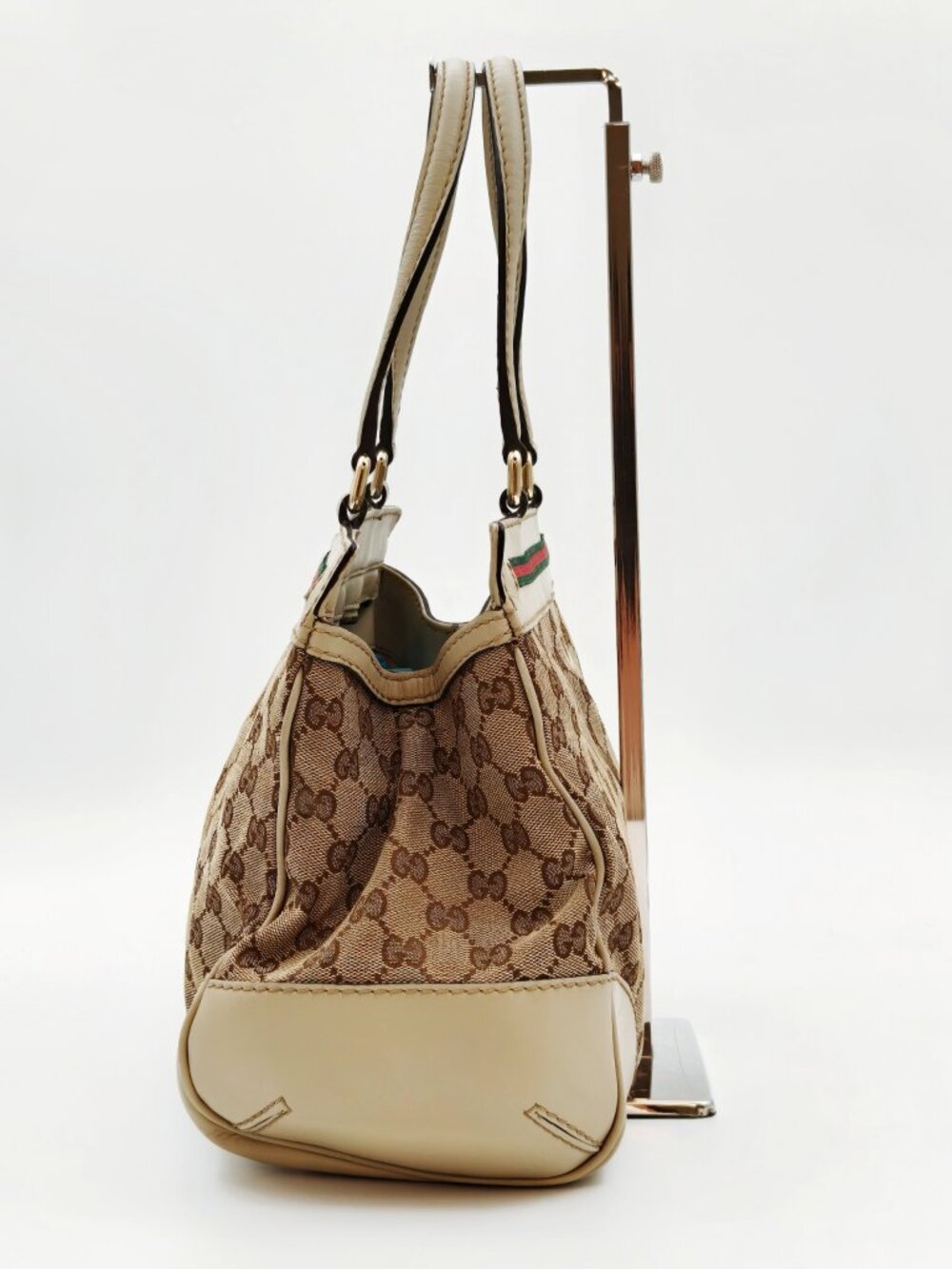 Gucci GG Monogram Canvas Web Stripe Bow Tote Shoulder Bag - Picture 4 of 15